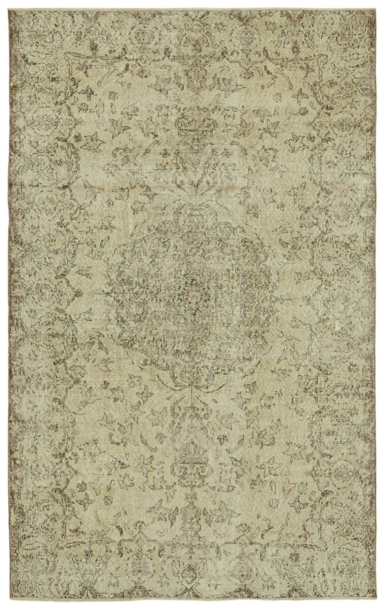6x10 Beige Turkish Vintage Area Rug - 41752