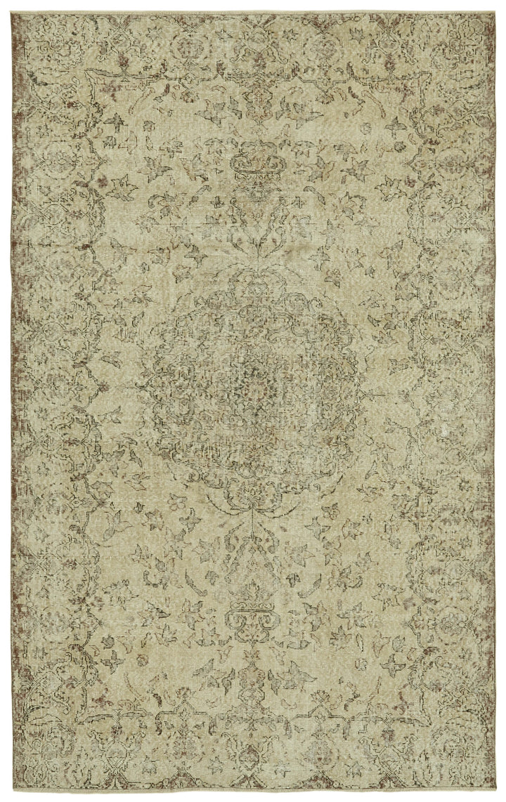 6x10 Beige Turkish Vintage Area Rug - 41752