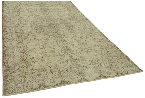6x10 Beige Turkish Vintage Area Rug - 41752