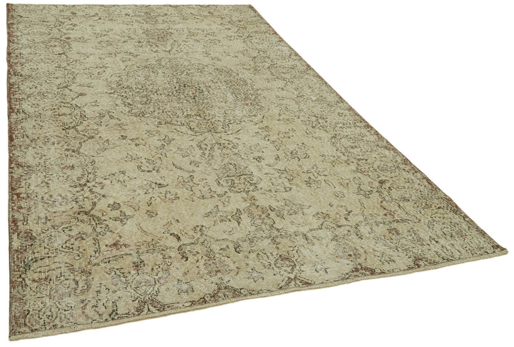 6x10 Beige Turkish Vintage Area Rug - 41752