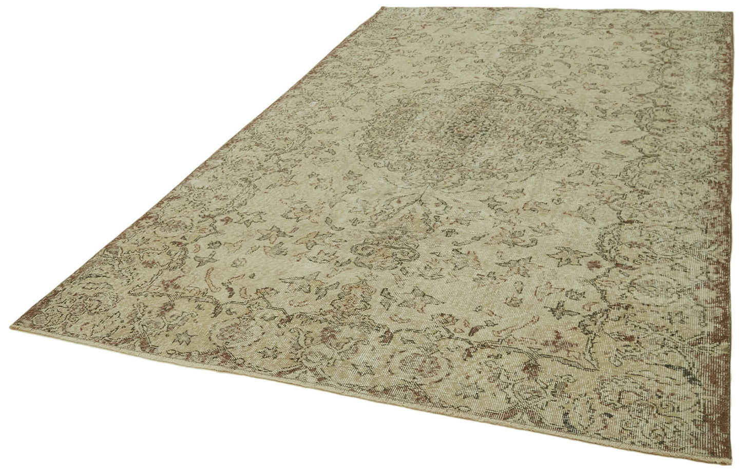 6x10 Beige Turkish Vintage Area Rug - 41752