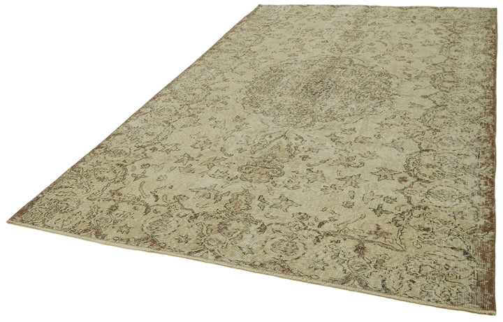6x10 Beige Turkish Vintage Area Rug - 41752