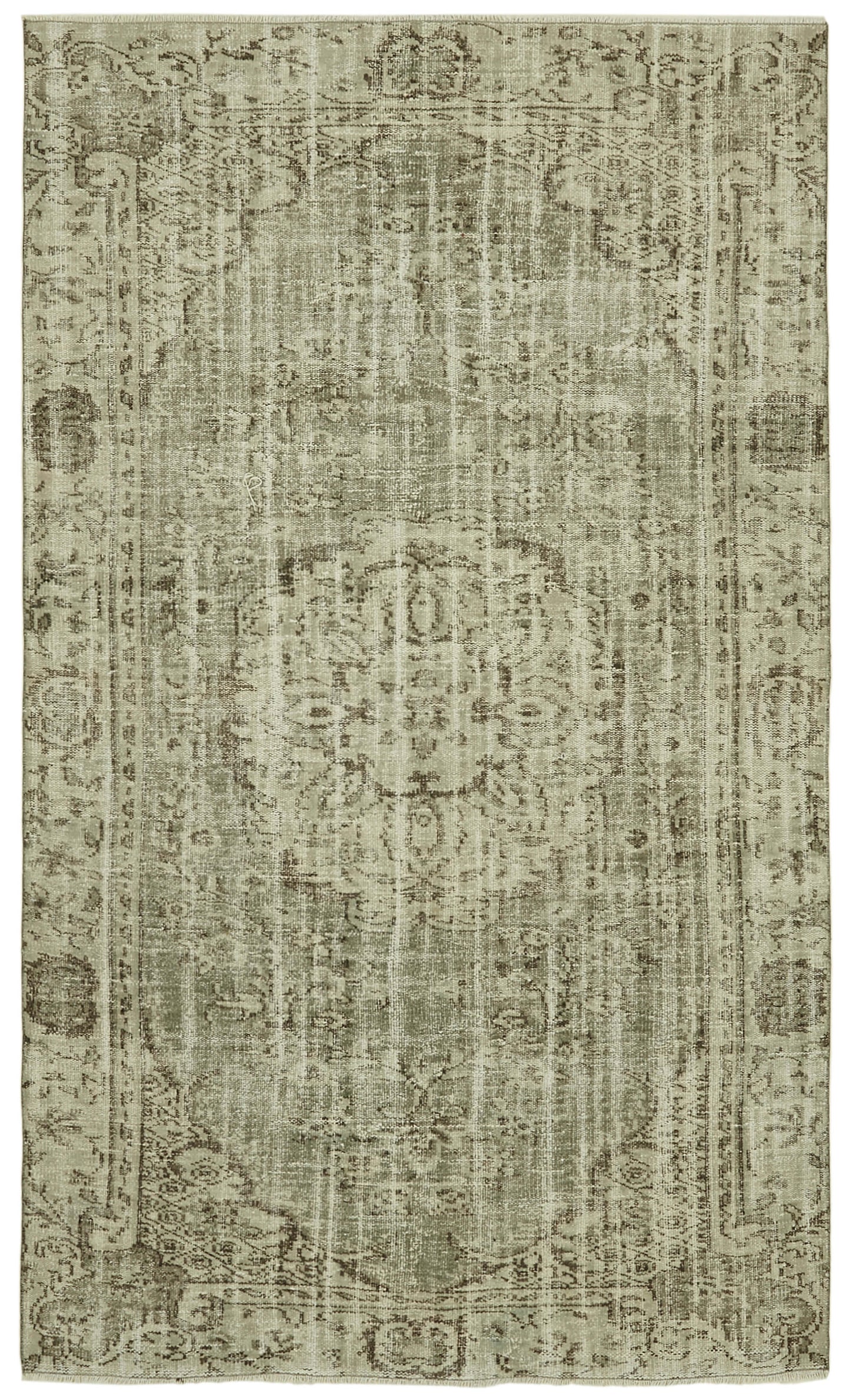 5x9 Beige Turkish Vintage Area Rug - 41753