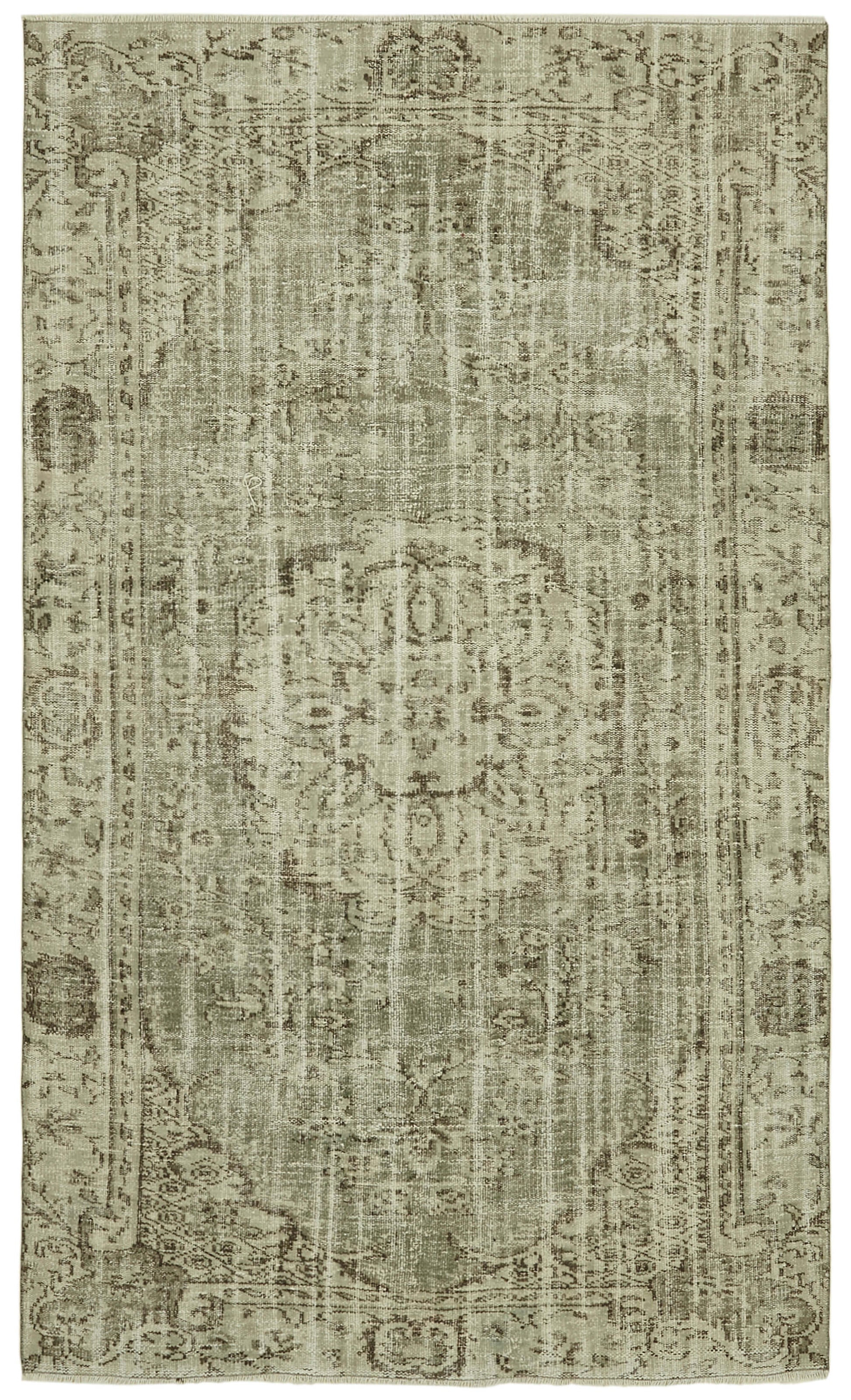 5x9 Beige Turkish Vintage Area Rug - 41753