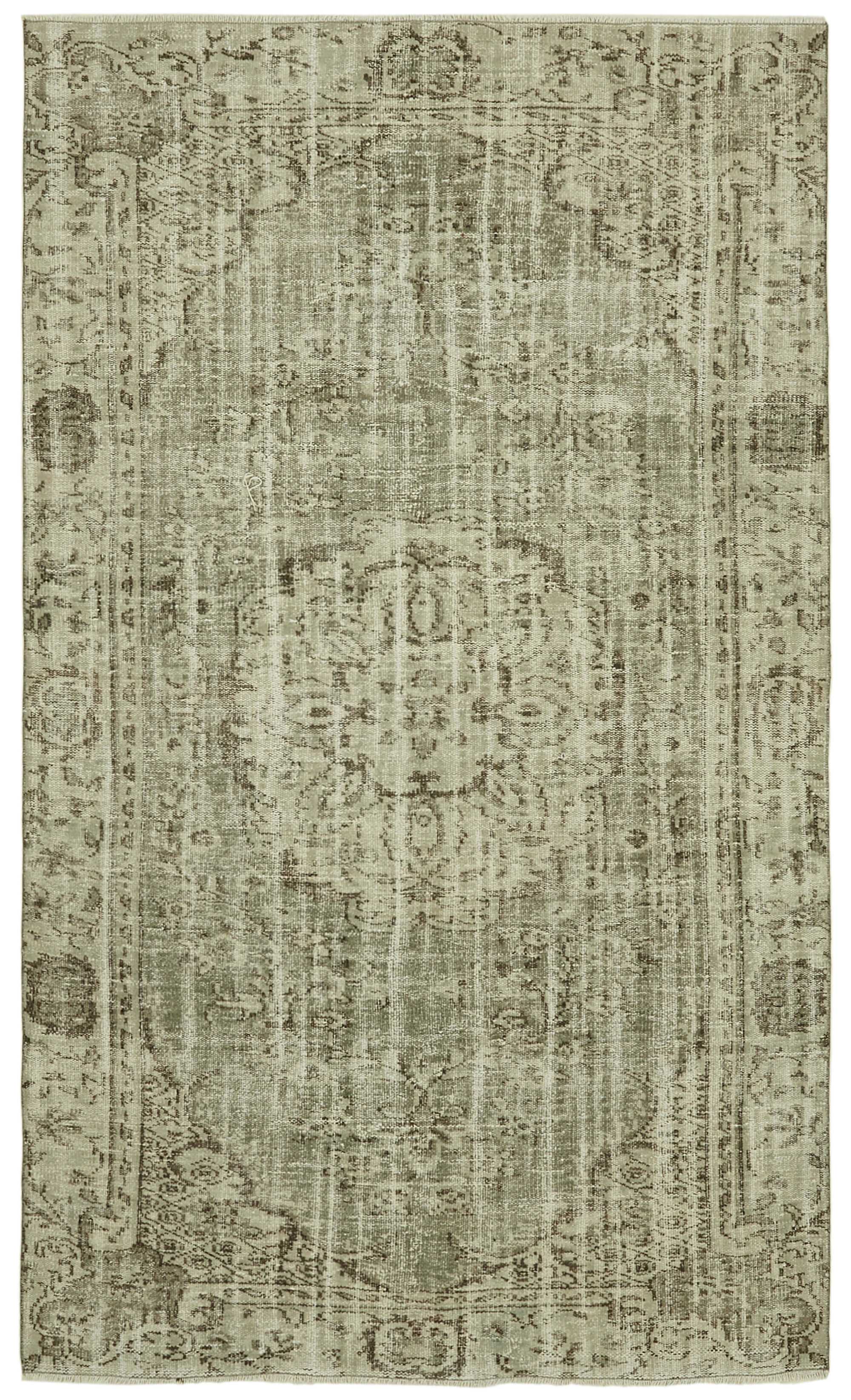 5x9 Beige Turkish Vintage Area Rug - 41753