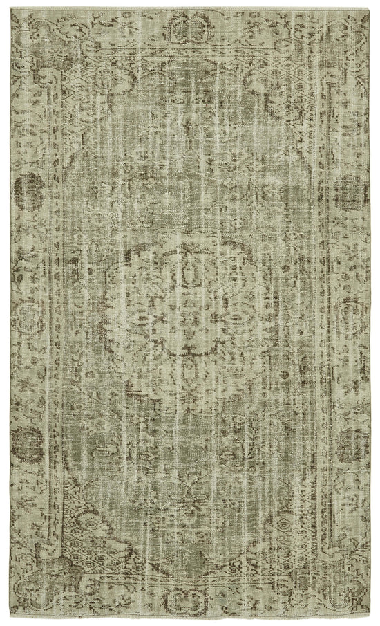 5x9 Beige Turkish Vintage Area Rug - 41753