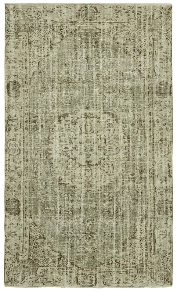 5x9 Beige Turkish Vintage Area Rug - 41753
