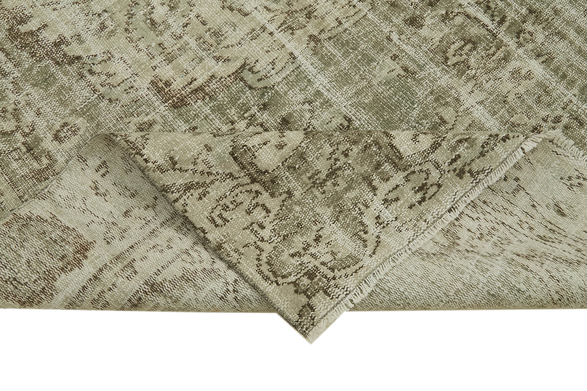 5x9 Beige Turkish Vintage Area Rug - 41753
