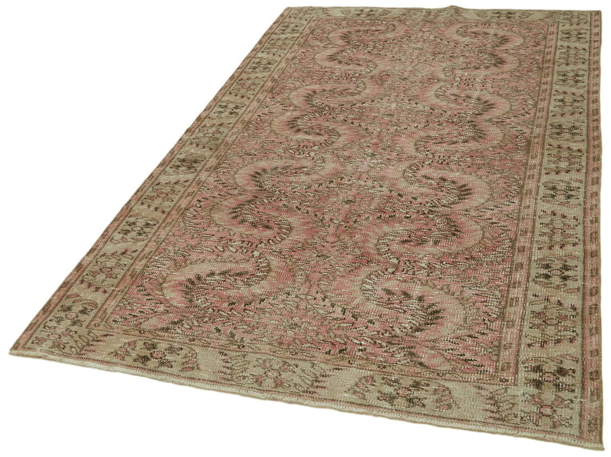 5x8 Beige Turkish Vintage Area Rug - 41754