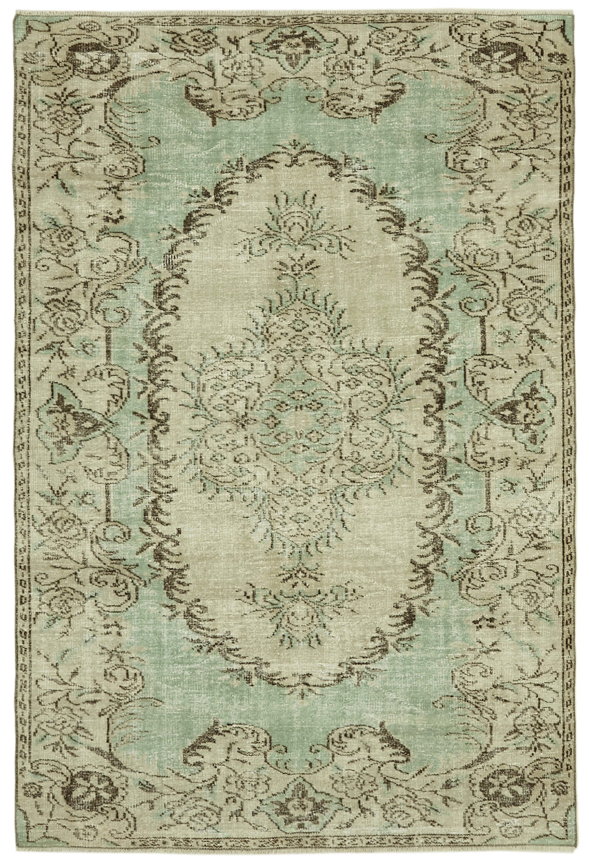 6x8 Beige Turkish Vintage Area Rug - 41760