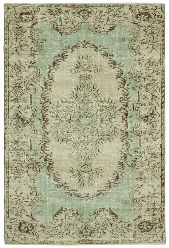 6x8 Beige Turkish Vintage Area Rug - 41760