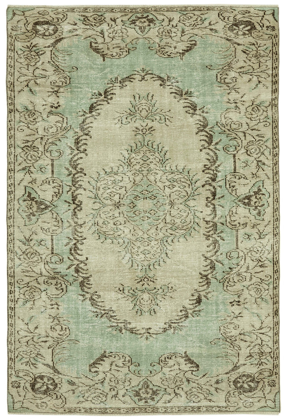 6x8 Beige Turkish Vintage Area Rug - 41760