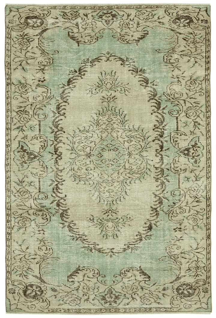 6x8 Beige Turkish Vintage Area Rug - 41760