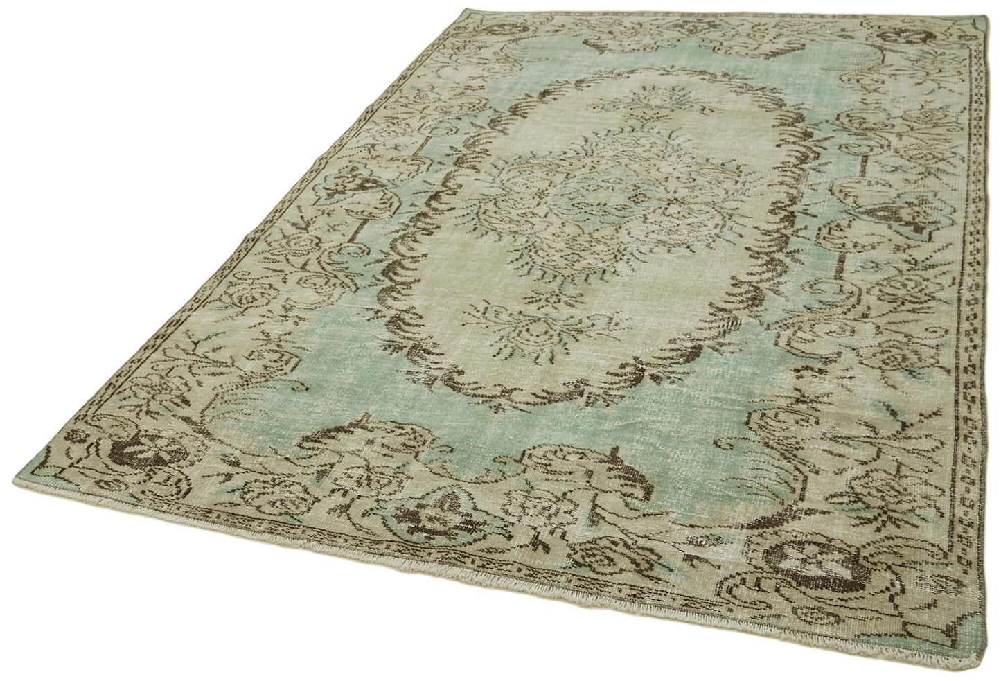 6x8 Beige Turkish Vintage Area Rug - 41760