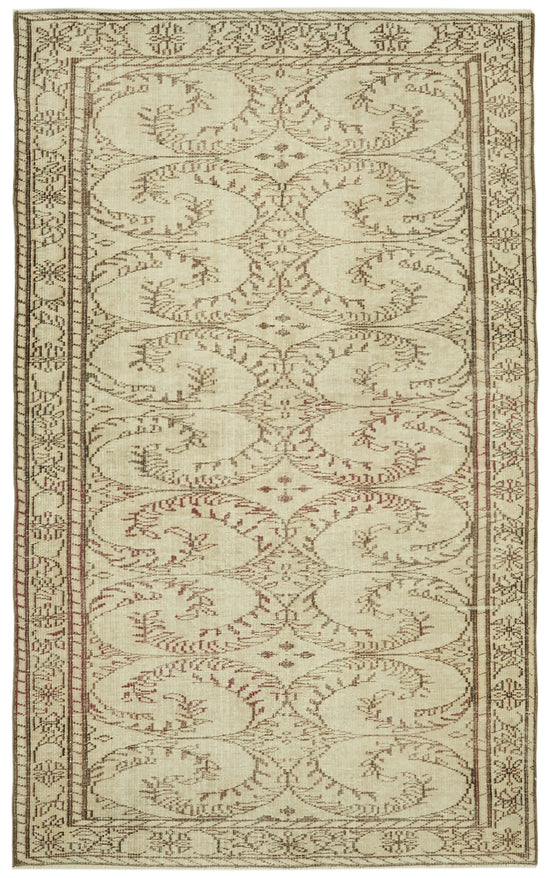 6x9 Beige Turkish Vintage Area Rug - 41761