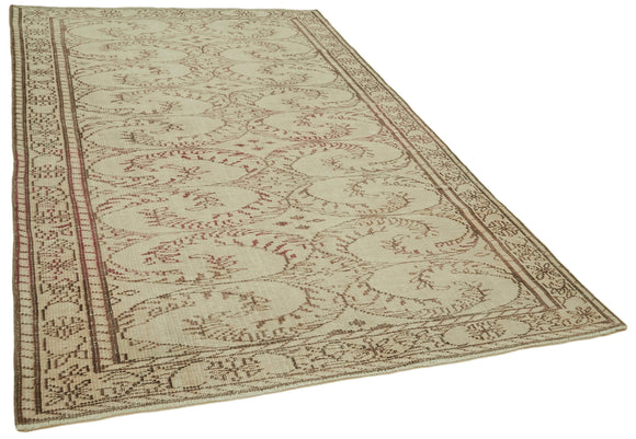 6x9 Beige Turkish Vintage Area Rug - 41761