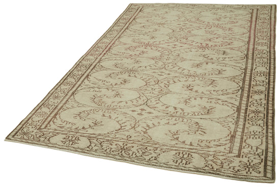 6x9 Beige Turkish Vintage Area Rug - 41761