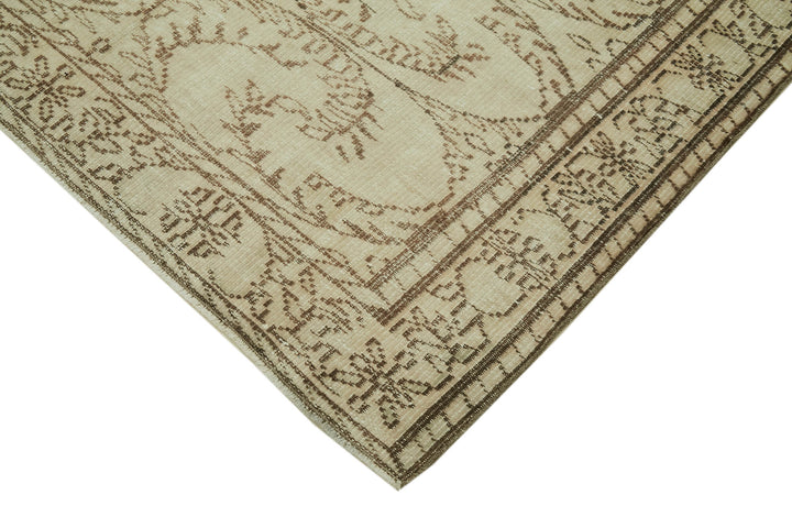 6x9 Beige Turkish Vintage Area Rug - 41761