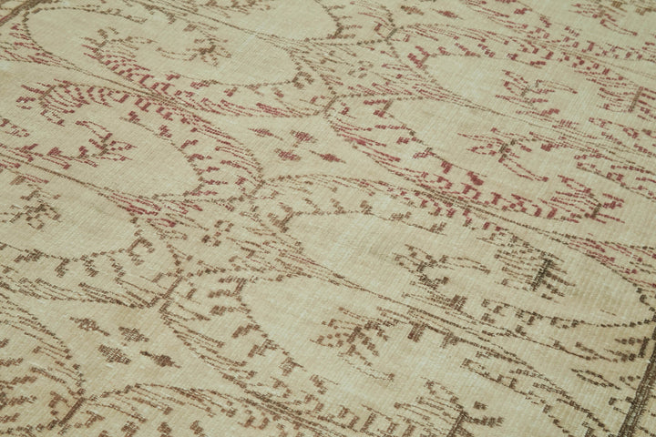 6x9 Beige Turkish Vintage Area Rug - 41761