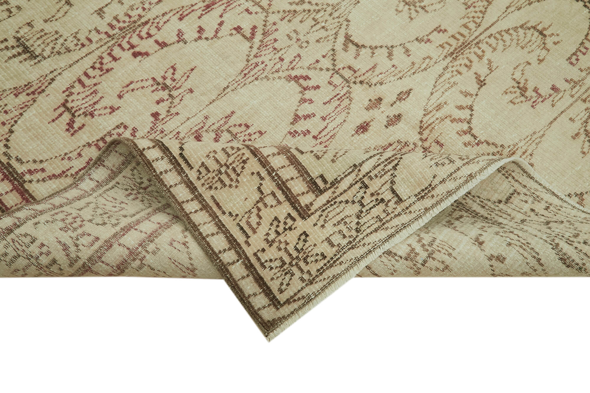 6x9 Beige Turkish Vintage Area Rug - 41761