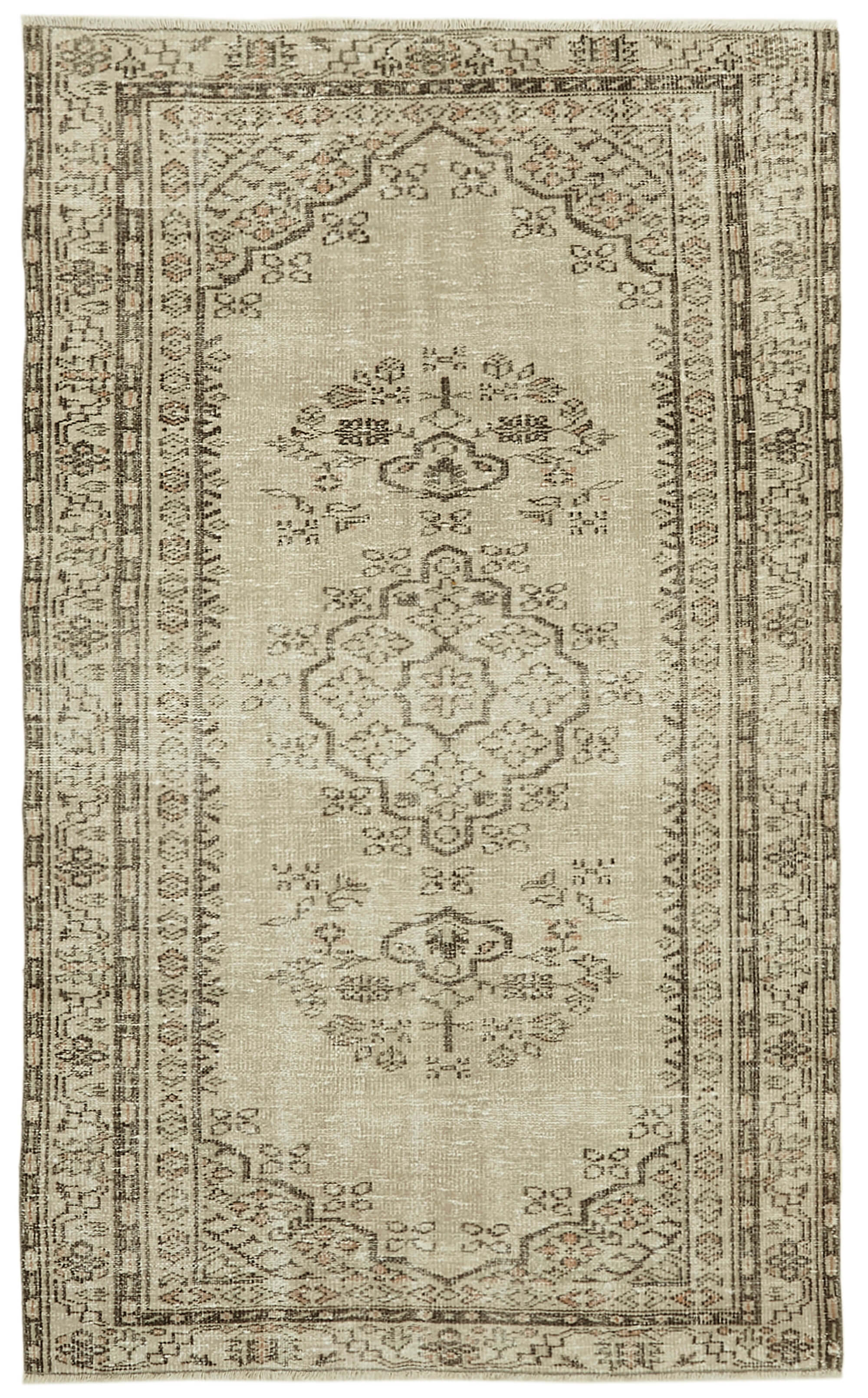 5x7 Beige Turkish Vintage Area Rug - 41763