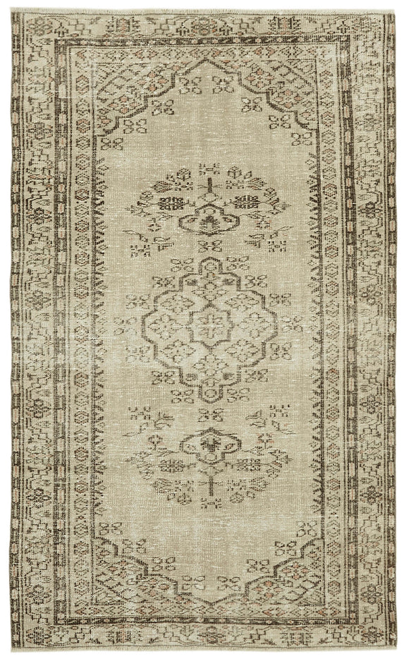 5x7 Beige Turkish Vintage Area Rug - 41763