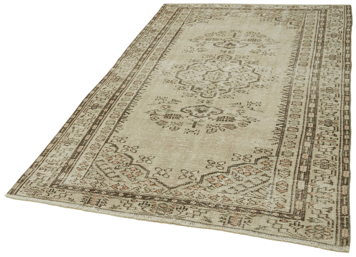 5x7 Beige Turkish Vintage Area Rug - 41763