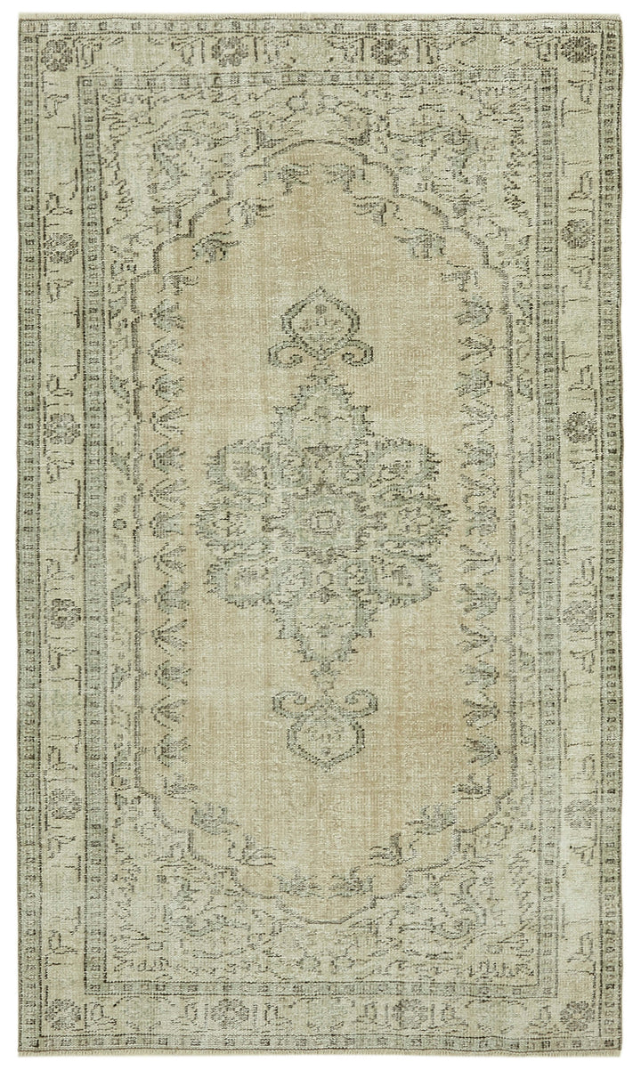 5x8 Beige Turkish Vintage Area Rug - 41765