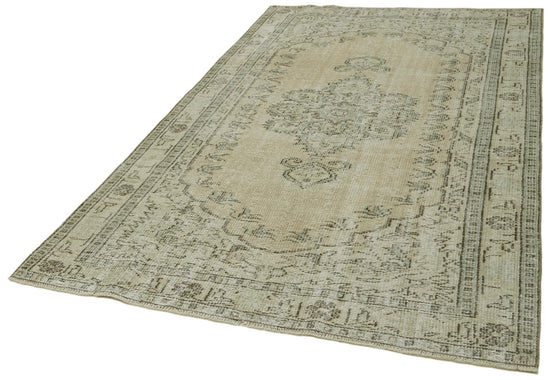 5x8 Beige Turkish Vintage Area Rug - 41765
