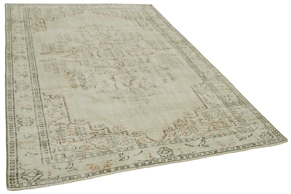 6x9 Beige Turkish Vintage Area Rug - 41767