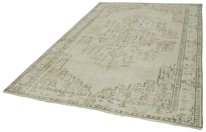 6x9 Beige Turkish Vintage Area Rug - 41767