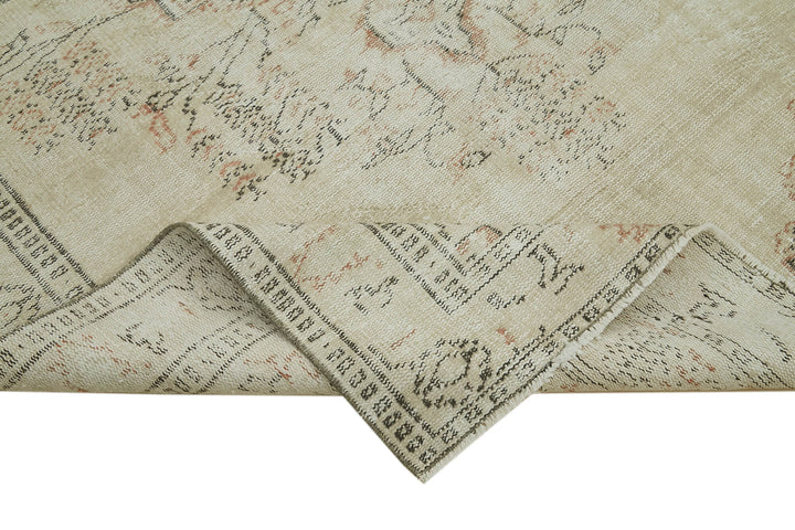6x9 Beige Turkish Vintage Area Rug - 41767