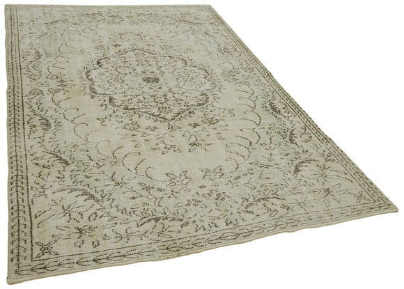 5x9 Beige Turkish Vintage Area Rug - 41768