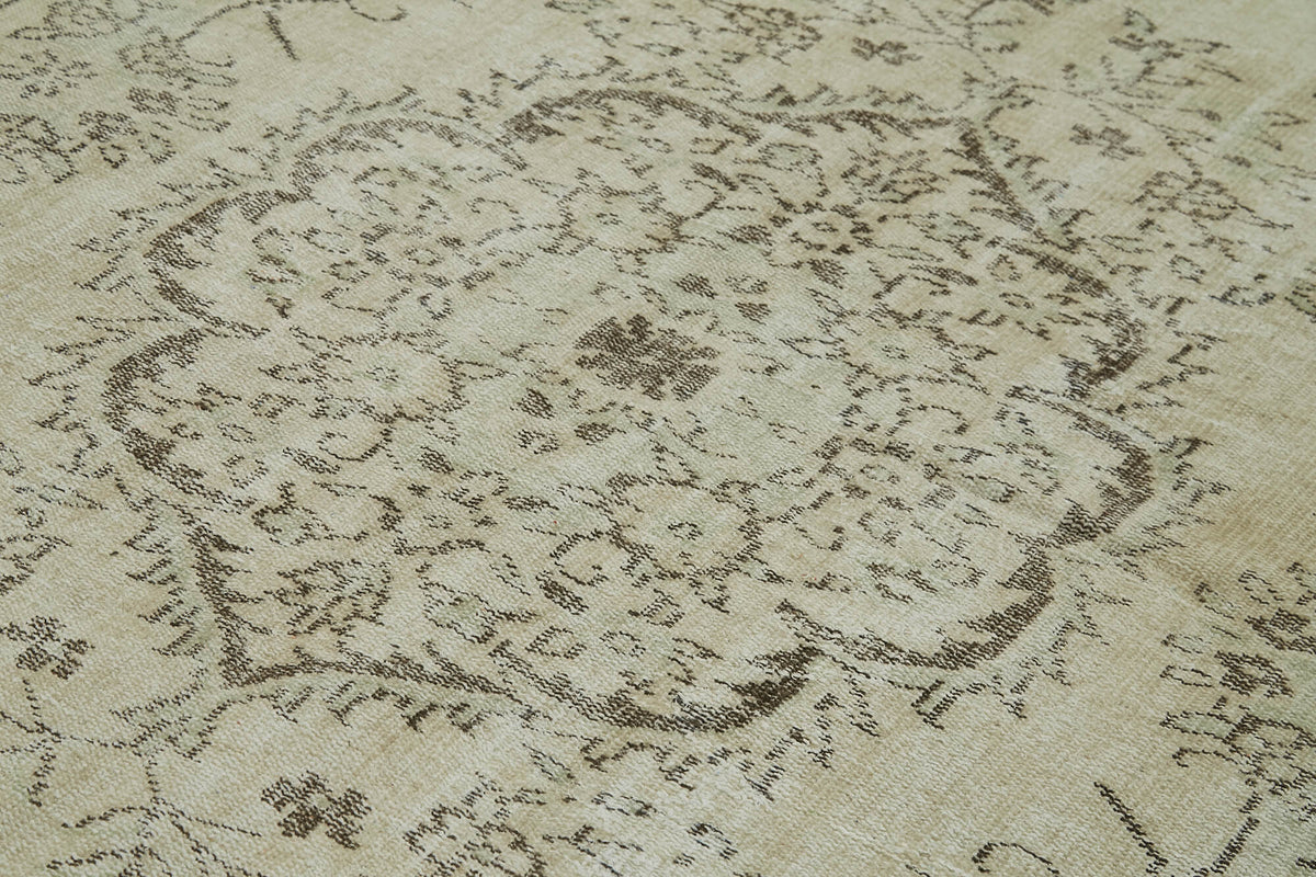 5x9 Beige Turkish Vintage Area Rug - 41768