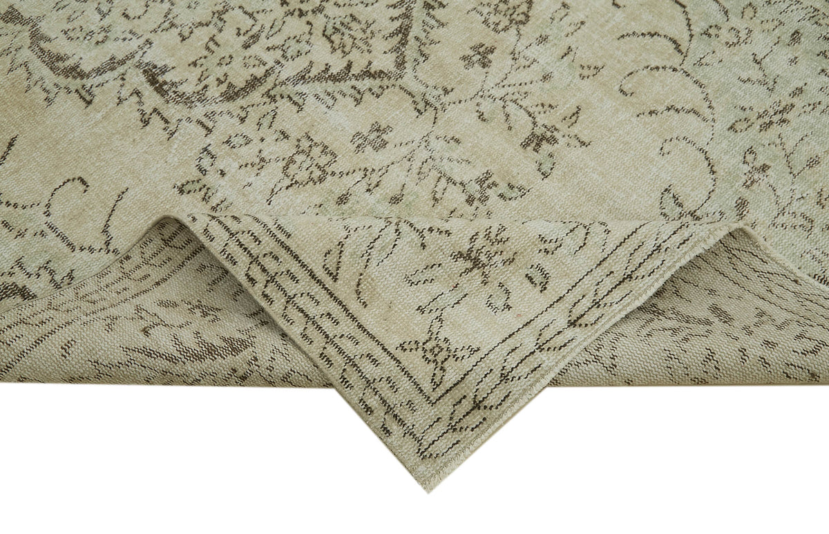 5x9 Beige Turkish Vintage Area Rug - 41768