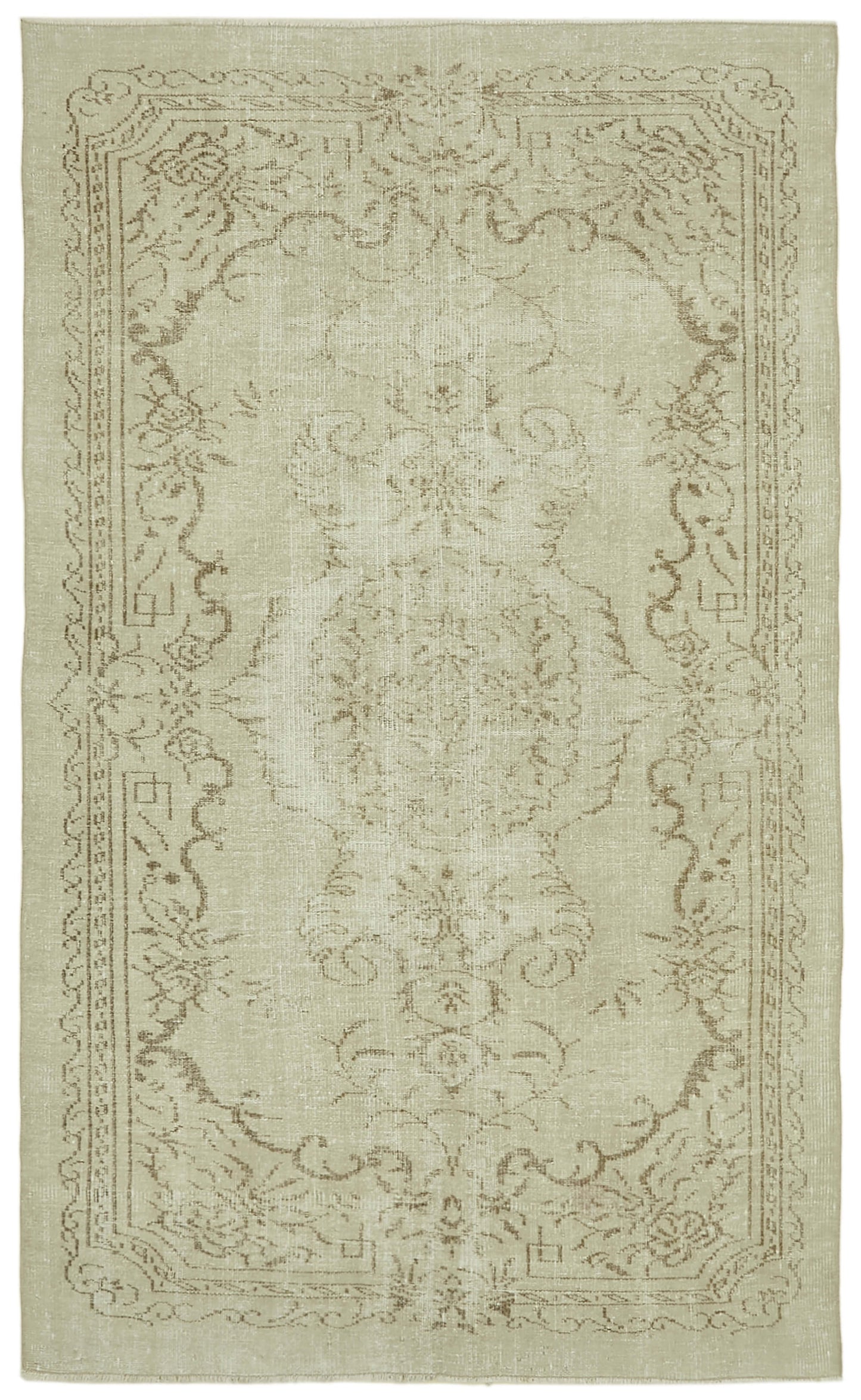 5x9 Beige Turkish Vintage Area Rug - 41769