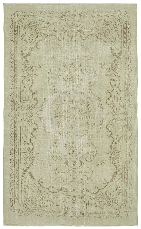 5x9 Beige Turkish Vintage Area Rug - 41769