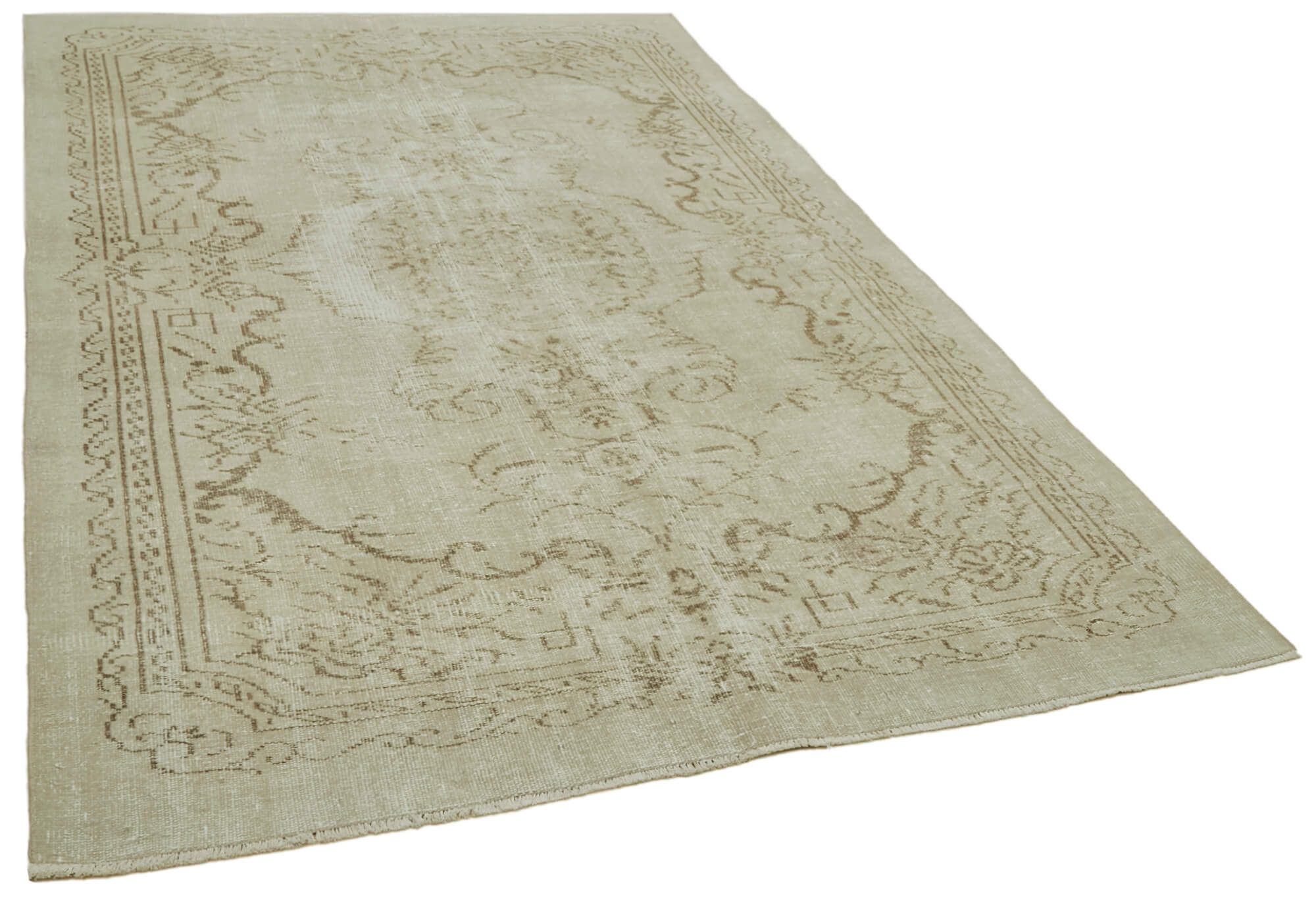 5x9 Beige Turkish Vintage Area Rug - 41769
