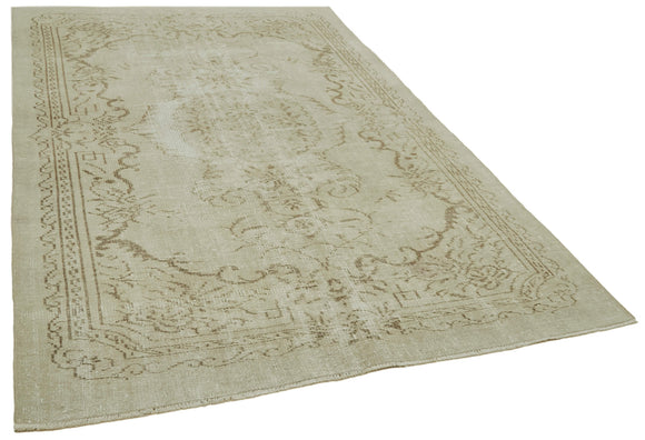 5x9 Beige Turkish Vintage Area Rug - 41769