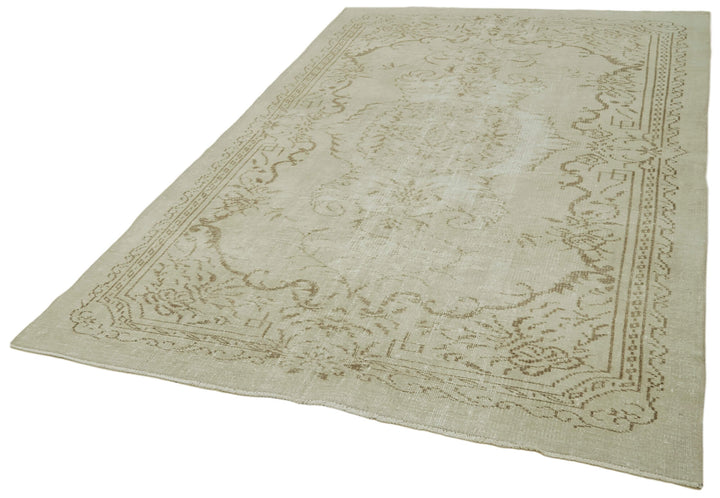5x9 Beige Turkish Vintage Area Rug - 41769