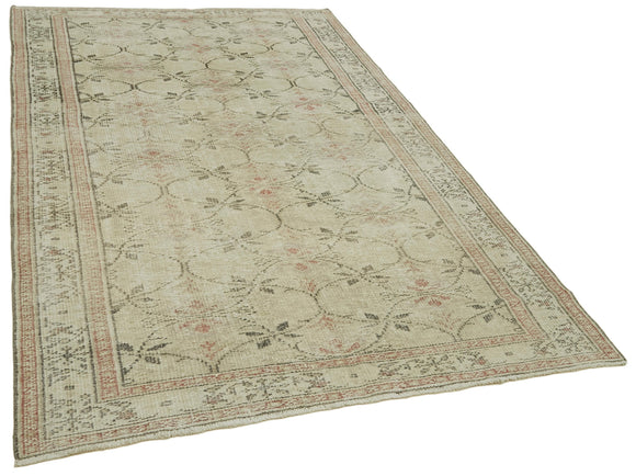 5x9 Beige Turkish Vintage Area Rug - 41770