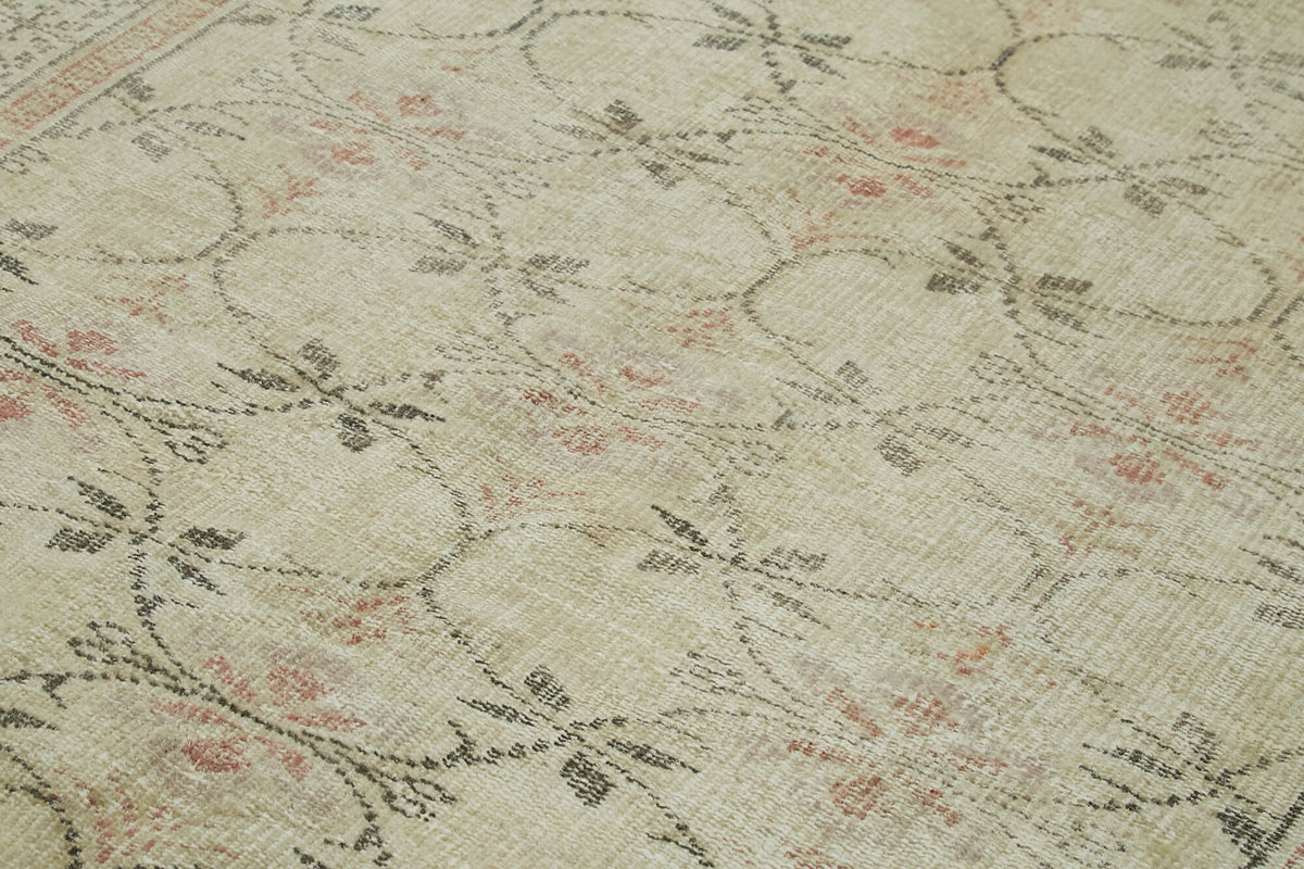 5x9 Beige Turkish Vintage Area Rug - 41770