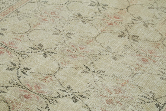 5x9 Beige Turkish Vintage Area Rug - 41770