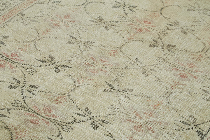 5x9 Beige Turkish Vintage Area Rug - 41770