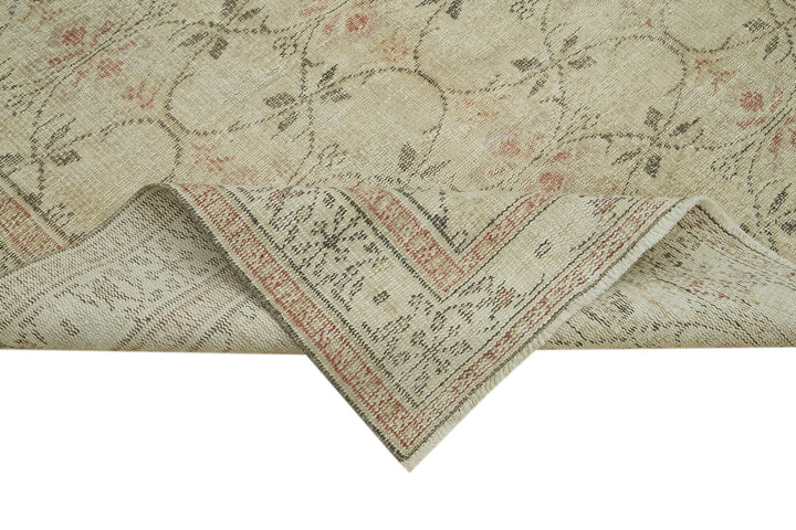 5x9 Beige Turkish Vintage Area Rug - 41770