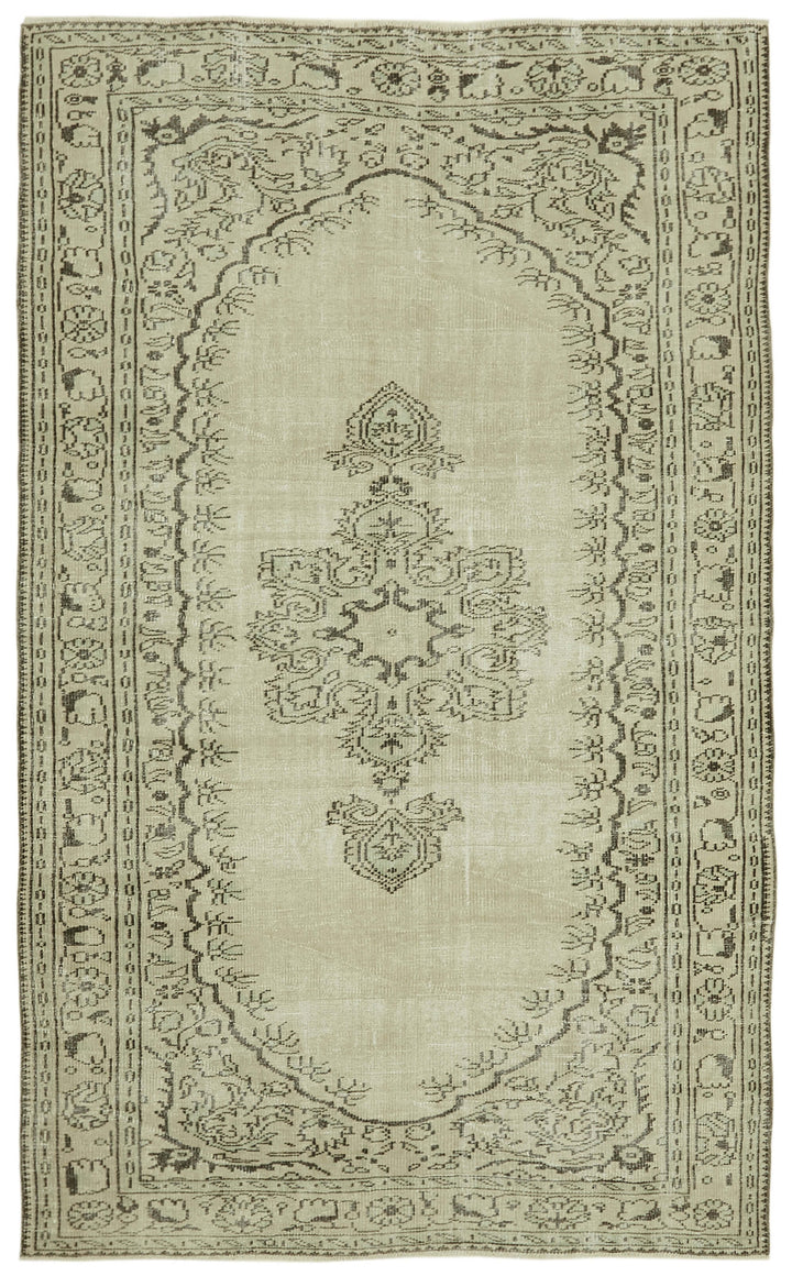 6x9 Beige Turkish Vintage Area Rug - 41771