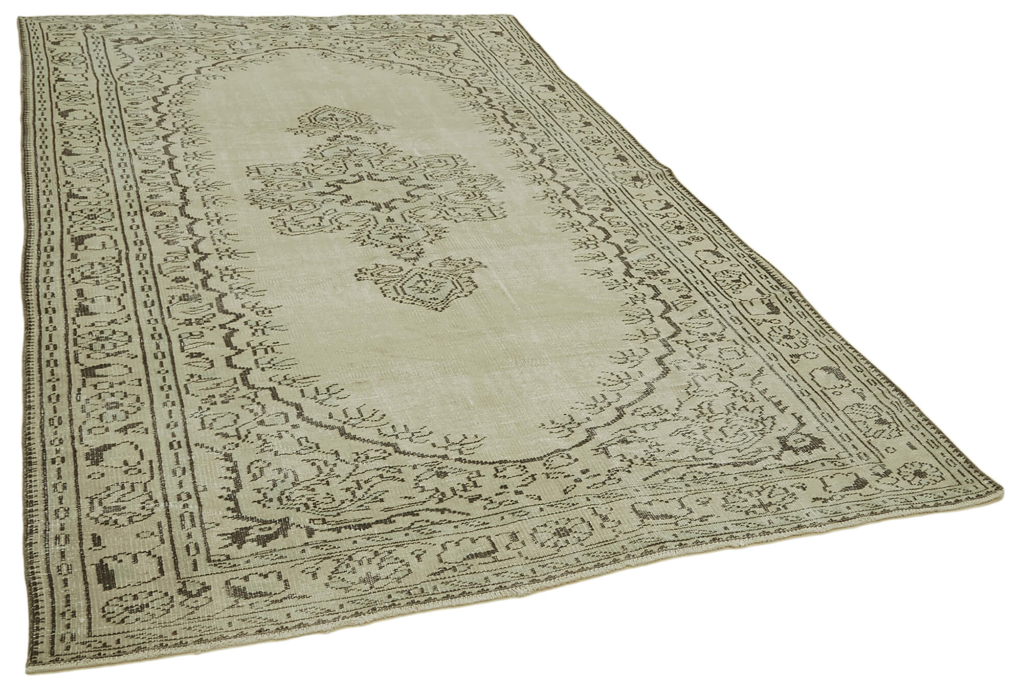 6x9 Beige Turkish Vintage Area Rug - 41771