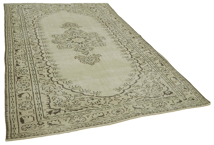 6x9 Beige Turkish Vintage Area Rug - 41771