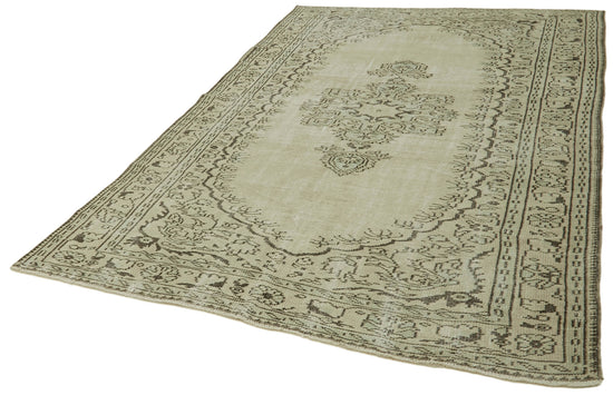 6x9 Beige Turkish Vintage Area Rug - 41771