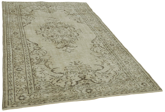 5x9 Beige Turkish Vintage Area Rug - 41773